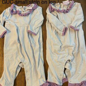 3m Matching Twin Girl Stitchy Fish Long Sleeve Romper